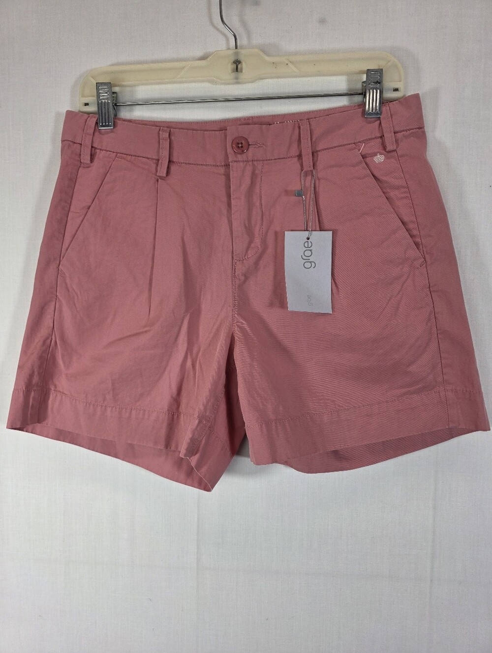NWT G1 GOODS Rose Pink Cotton Pleated Twill Shorts Size 6